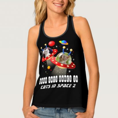 Put Your 2 Cats in Alien Spaceship UFO Sci Fi Film Tank Top