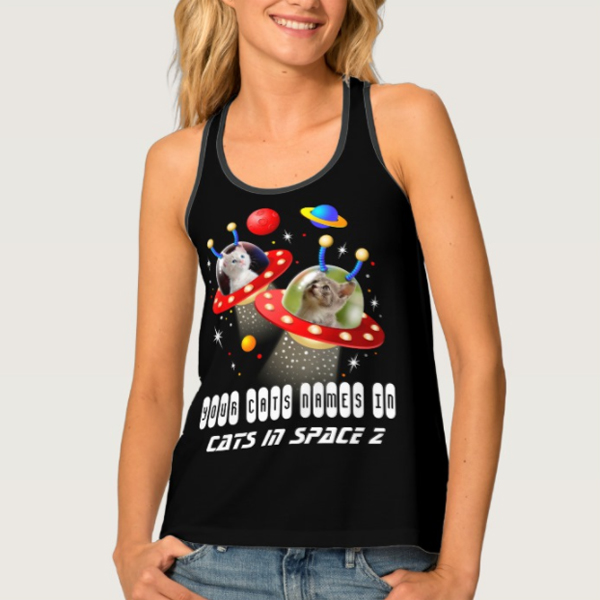 Put Your 2 Cats in Alien Spaceship UFO Sci Fi Film Tank Top