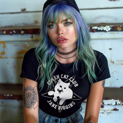 Personalised Pentagram Kitten Witches Coven Gothic Club Plus Size T-Shirt