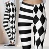 Black and White Harlequin Striped and Jester Leggings