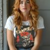 Personalised Attack of the Vampires Vintage Rockabilly White T-Shirt