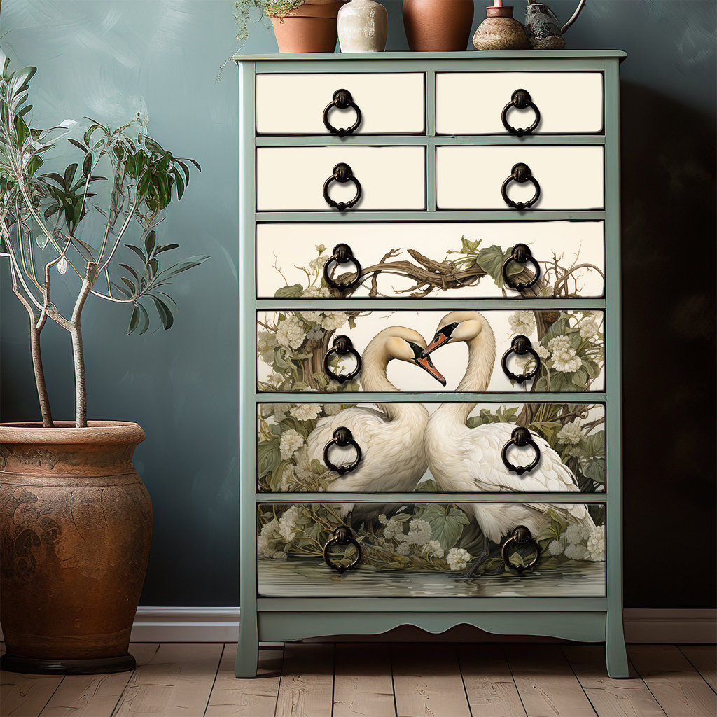 Elegant Swans Vintage Floral Victorian Boho Tissue Paper