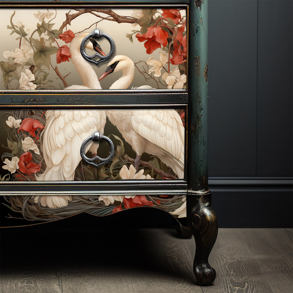 Personalised Elegant Vintage Boho Romantic Swans Tissue Paper