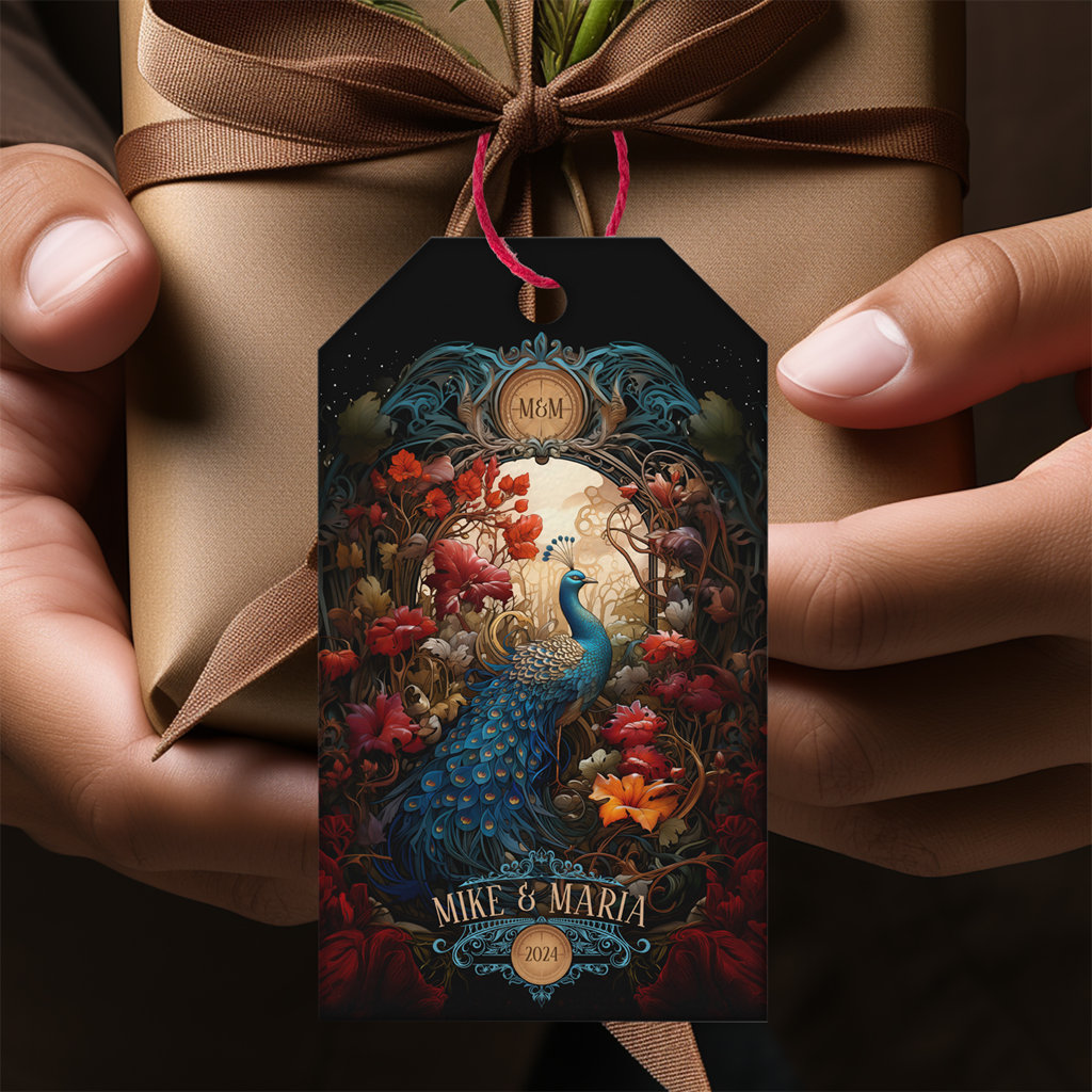 Personalised Elegant Vintage Victorian Peacock Romantic Gift Tags