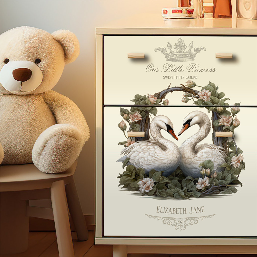 Personalised Floral Swans Vintage Shabby Chic Tissue Paper