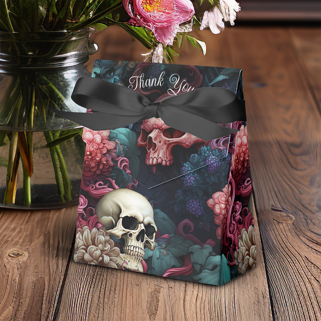 Floral Skulls Octopus Tentacles Gothic Wedding Favor Box