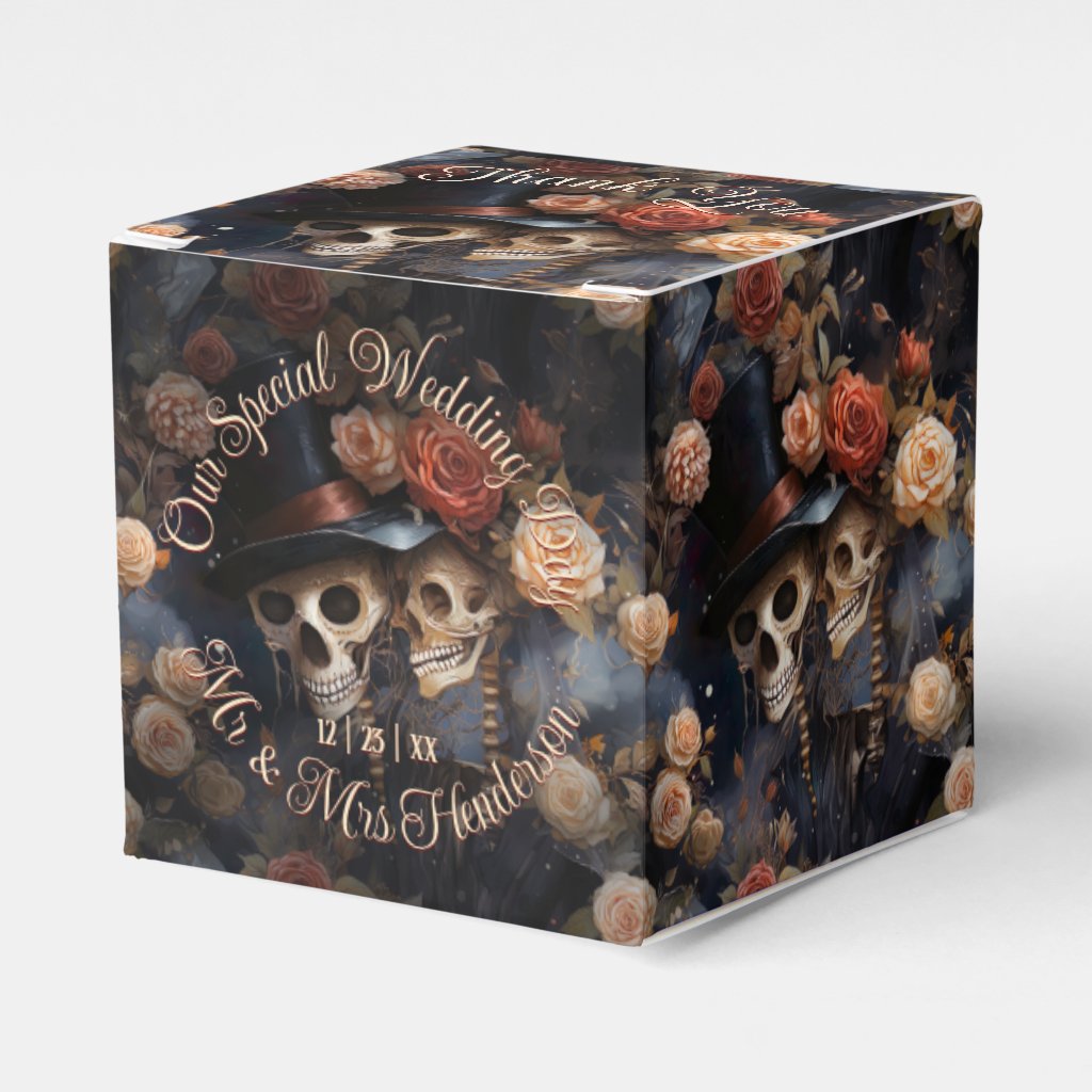 Kissing Skulls Romantic Skeleton Gothic Wedding Favor Box