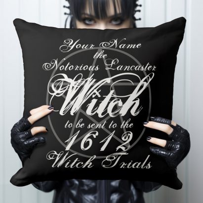 Your Name Personalised Occult Witch Trials Black Gothic Throw Pillow