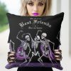 Purple Dancing Skeletons Halloween Gothic Throw Pillow