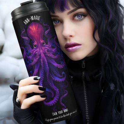 Personalised Purple Gothic Kraken Thermal Tumbler