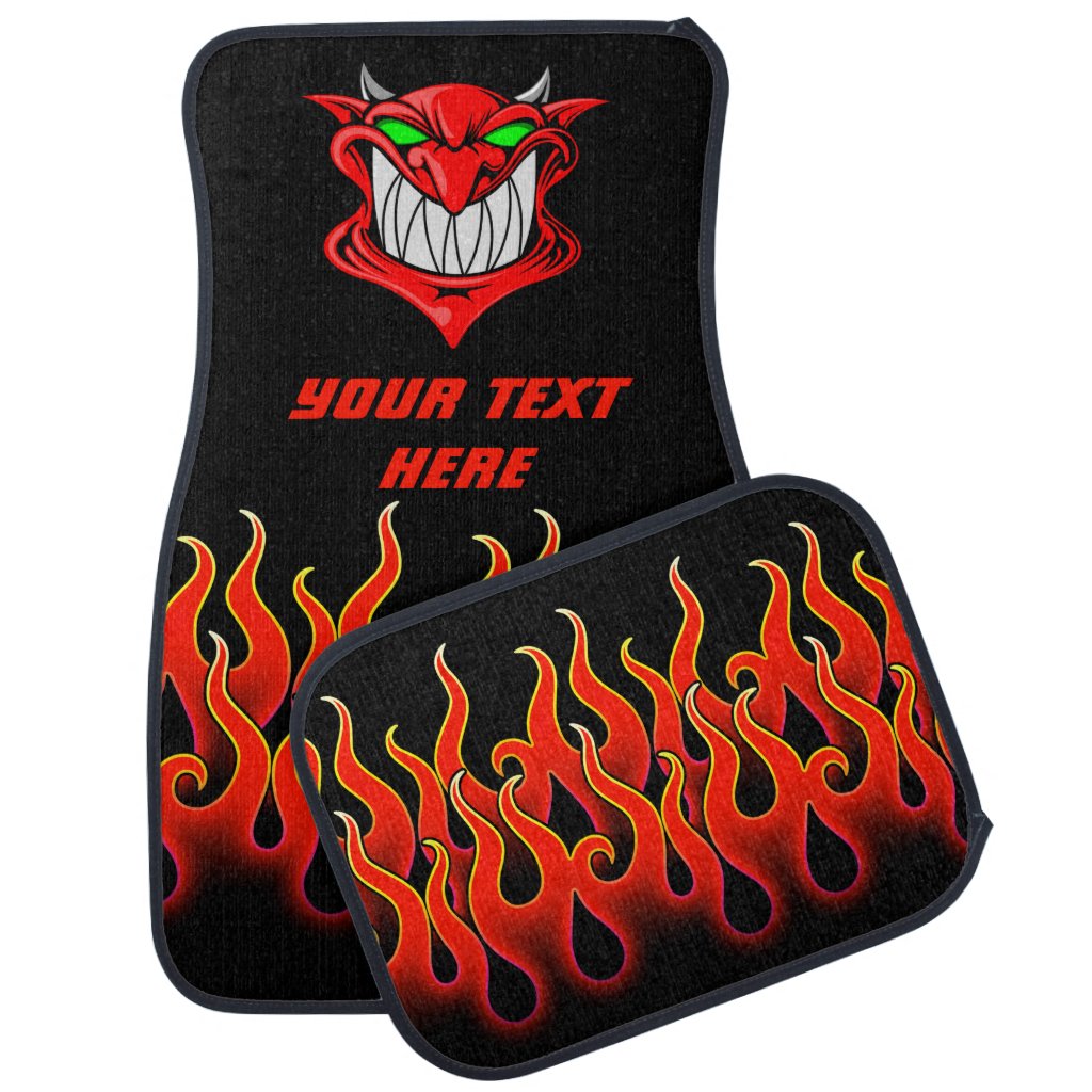 Red Racing Flames Red Devil Flames Fire Car Mats