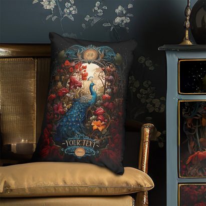 Personalised Floral Regal Vintage Victorian Peacock Accent Pillow