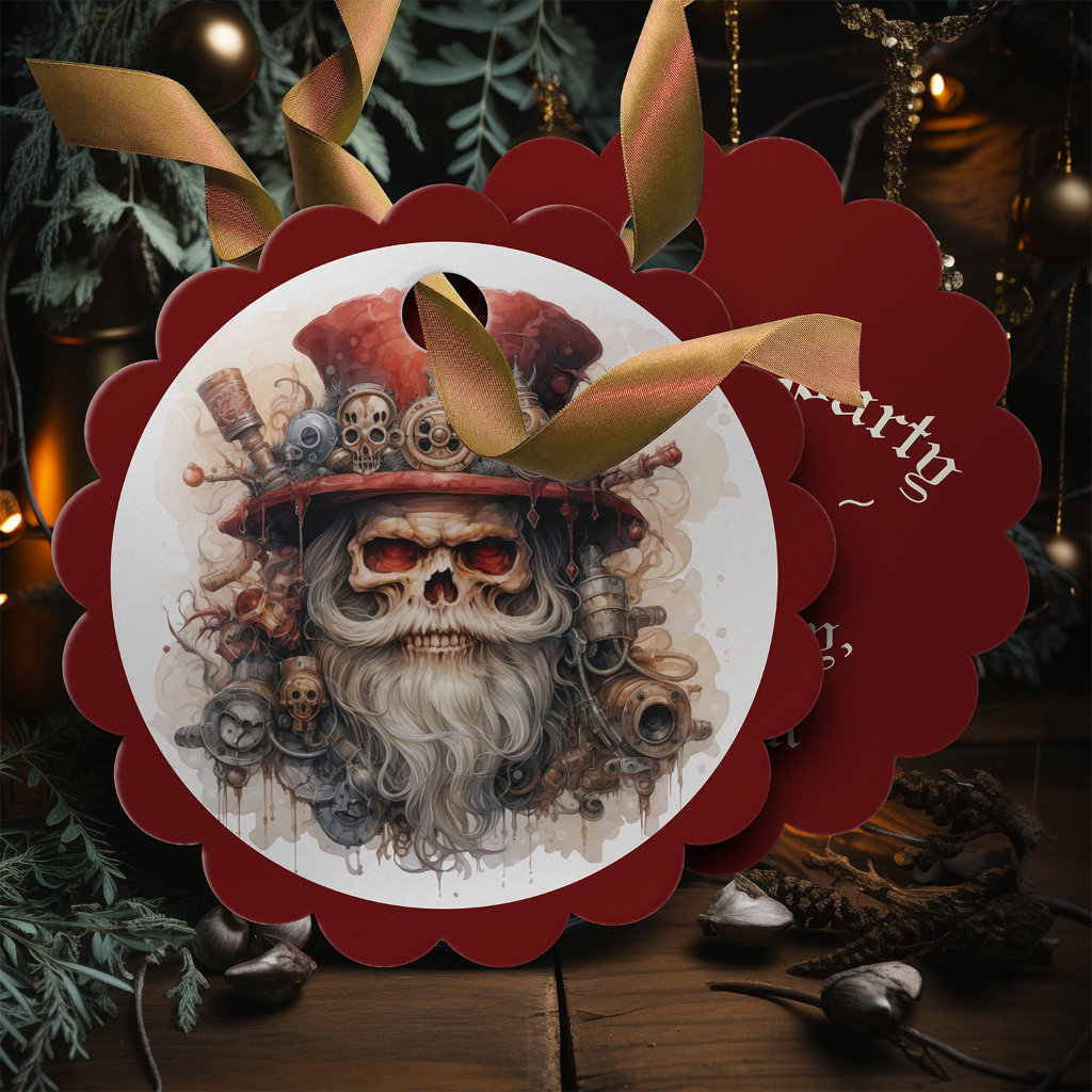 Top Hat Skeleton Halloween Santa Favor Tags
